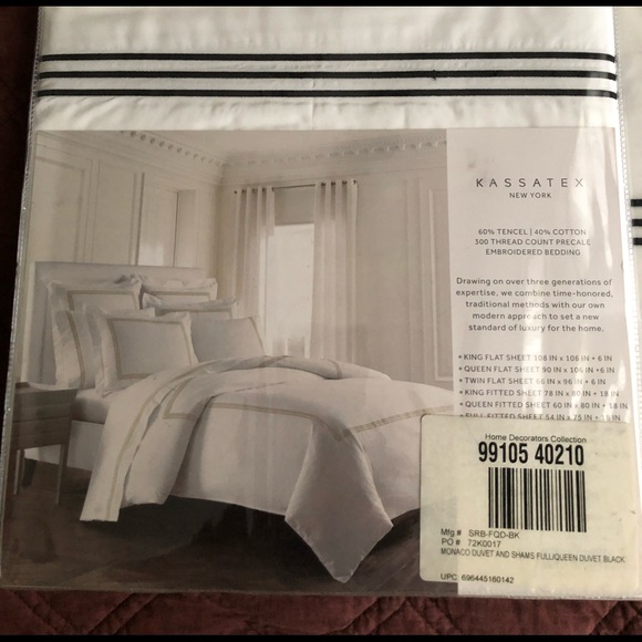 New Kassatex F/Q Duvet W/Shams + Extra King Shams - Picture 1 of 4
